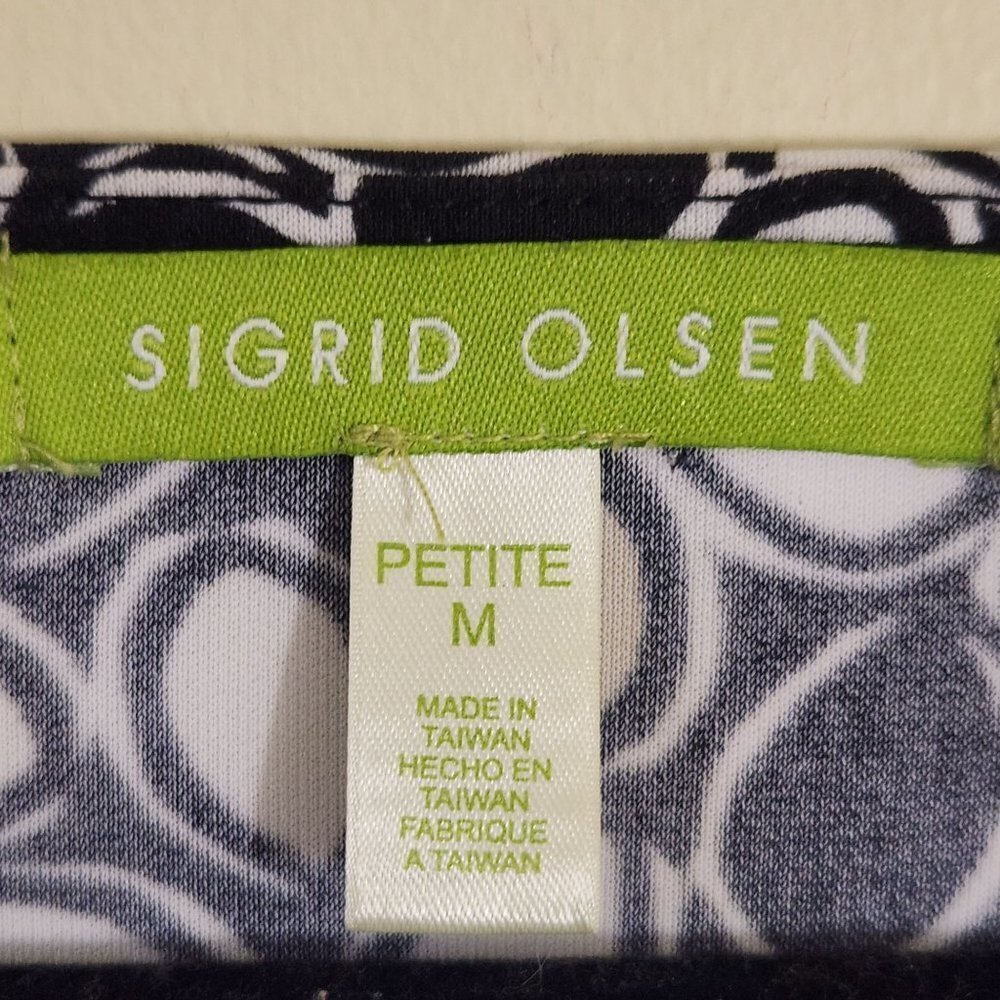 Sigrid Olsen Black White Pattern Empire Waist Seq… - image 7